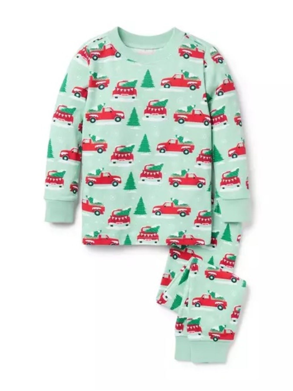 JANIE & JACK | Good Night Pajama In Misty Green Holiday Truck